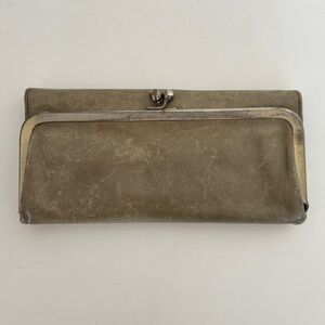 Olive Green Leather Wallet Hobo Rachel Continental Clutch Purse Small Lemongrass